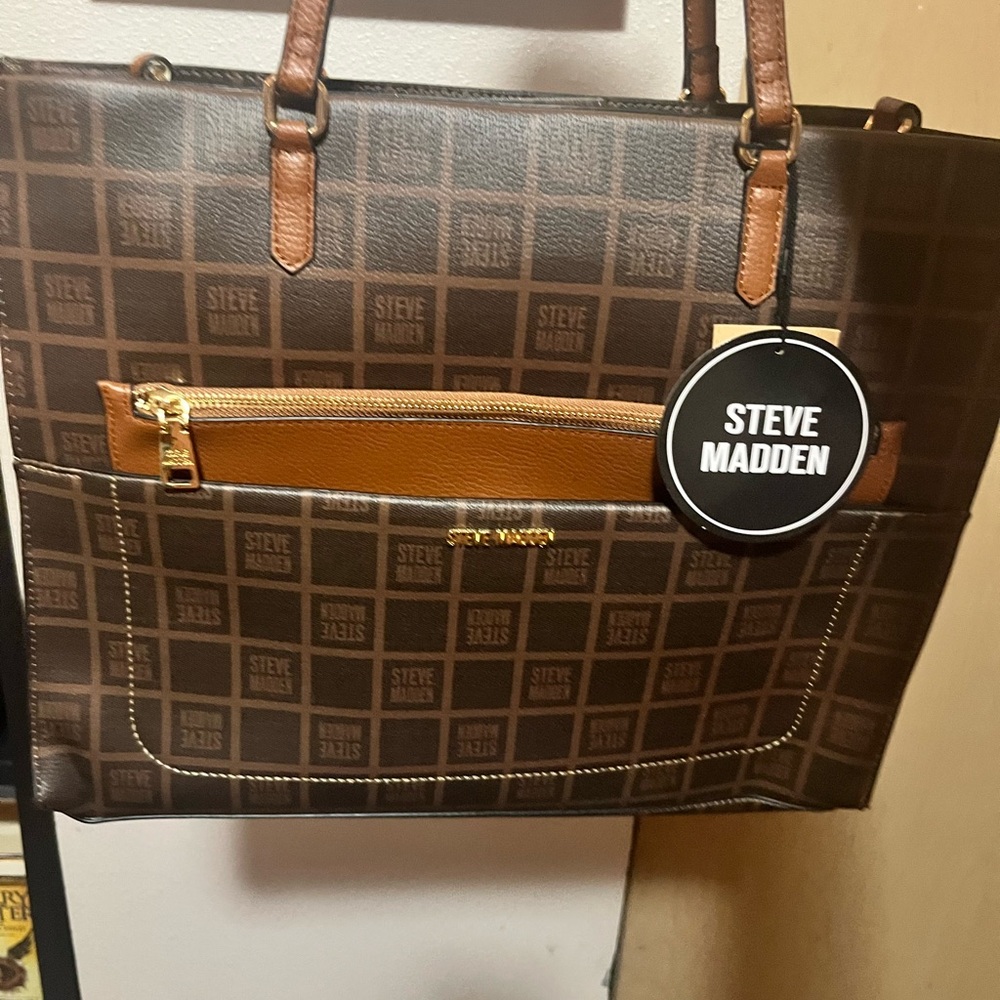 Steve Madden Brown and Tan Briefcase